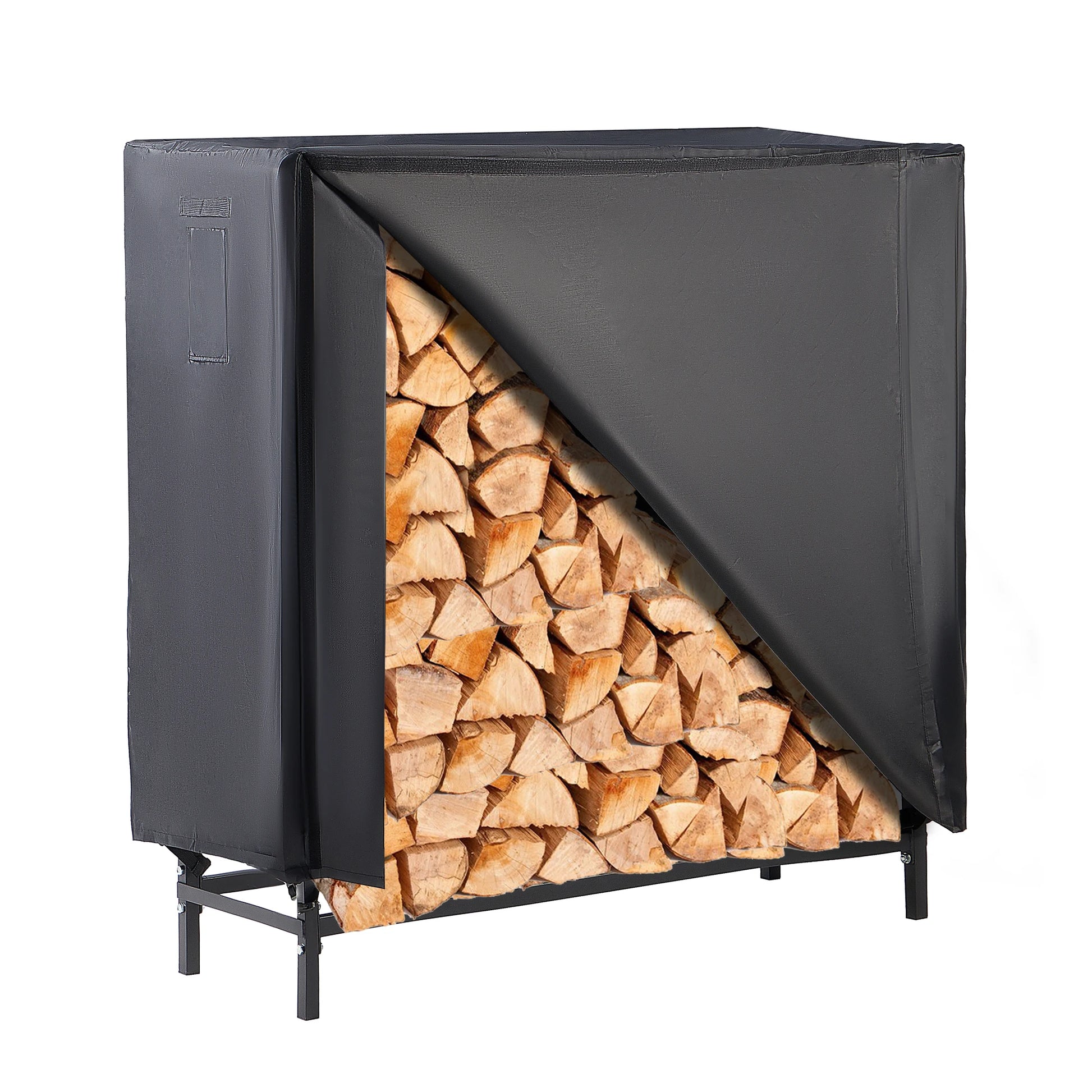 48" Large Metal Indoor Outdoor Firewood Log Rack with Cover